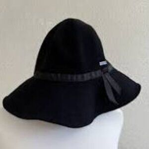 KANGOL Black Natural Sweetcorn Siren Ladies Hat Bucket Wide Brim‎ Floppy Size L
